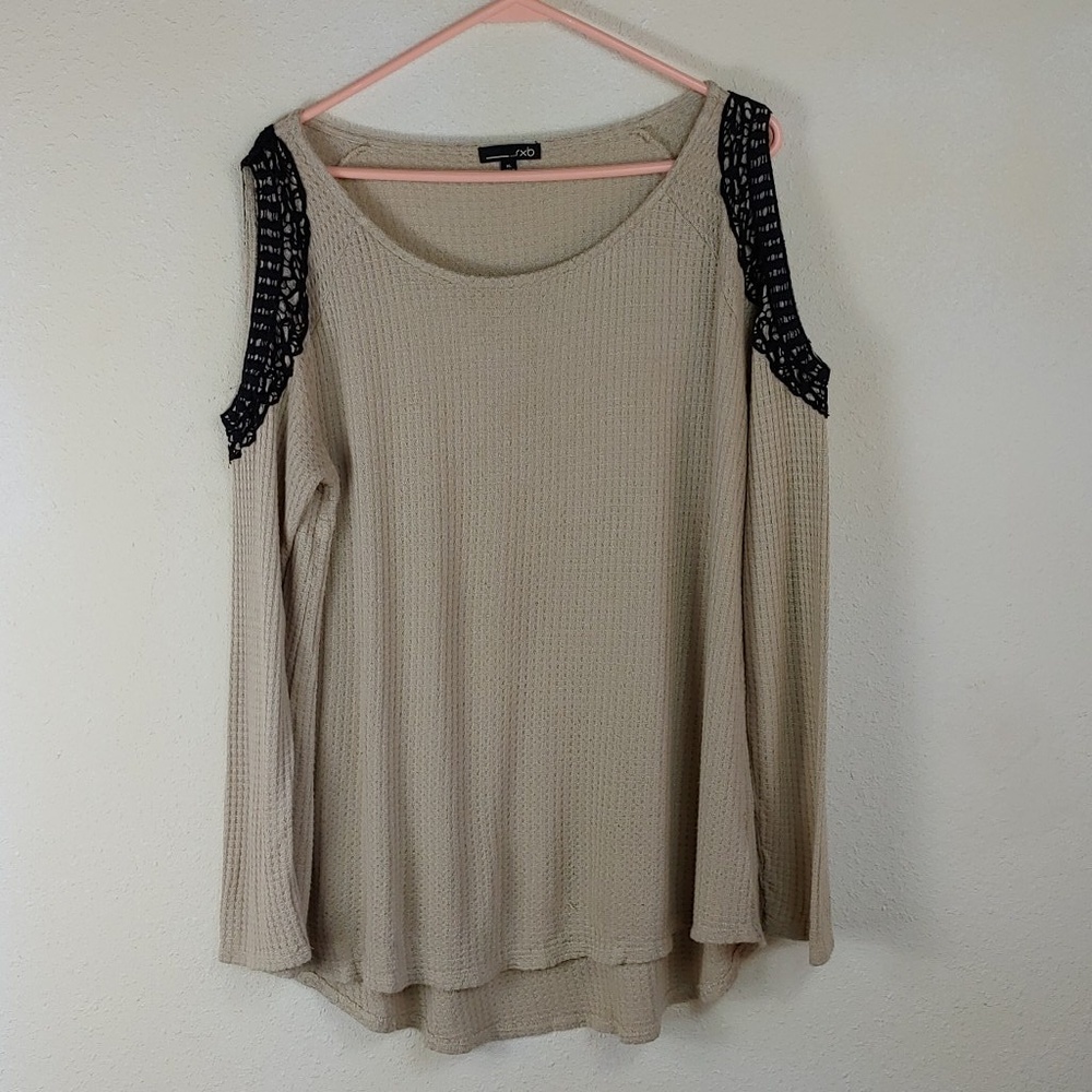 RBX| Cold Shoulder Lace Sweater A19